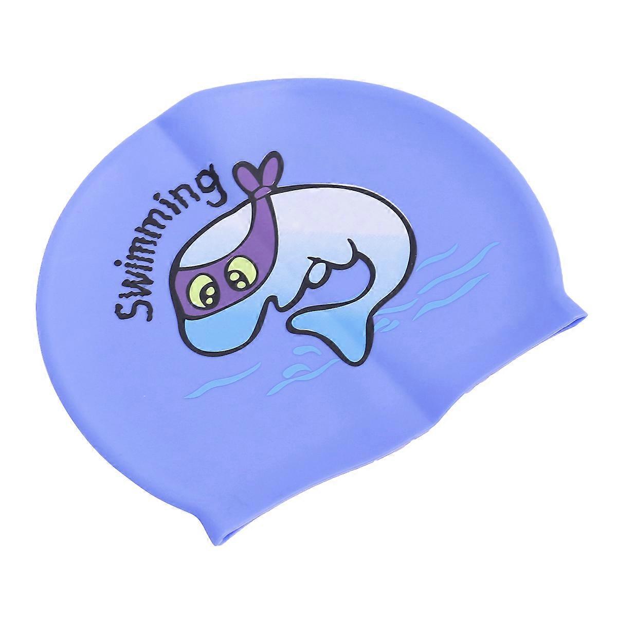 Silicone Swimming Cap Waterproof Protect Hair Keep Hair Fish Childrens Swimwear 1Set