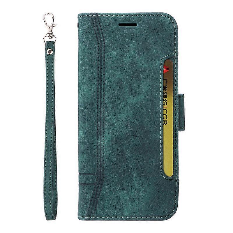 Case For Iphone 13pro Green-side Card Leather Large Hand Strap Solid Side Zz764