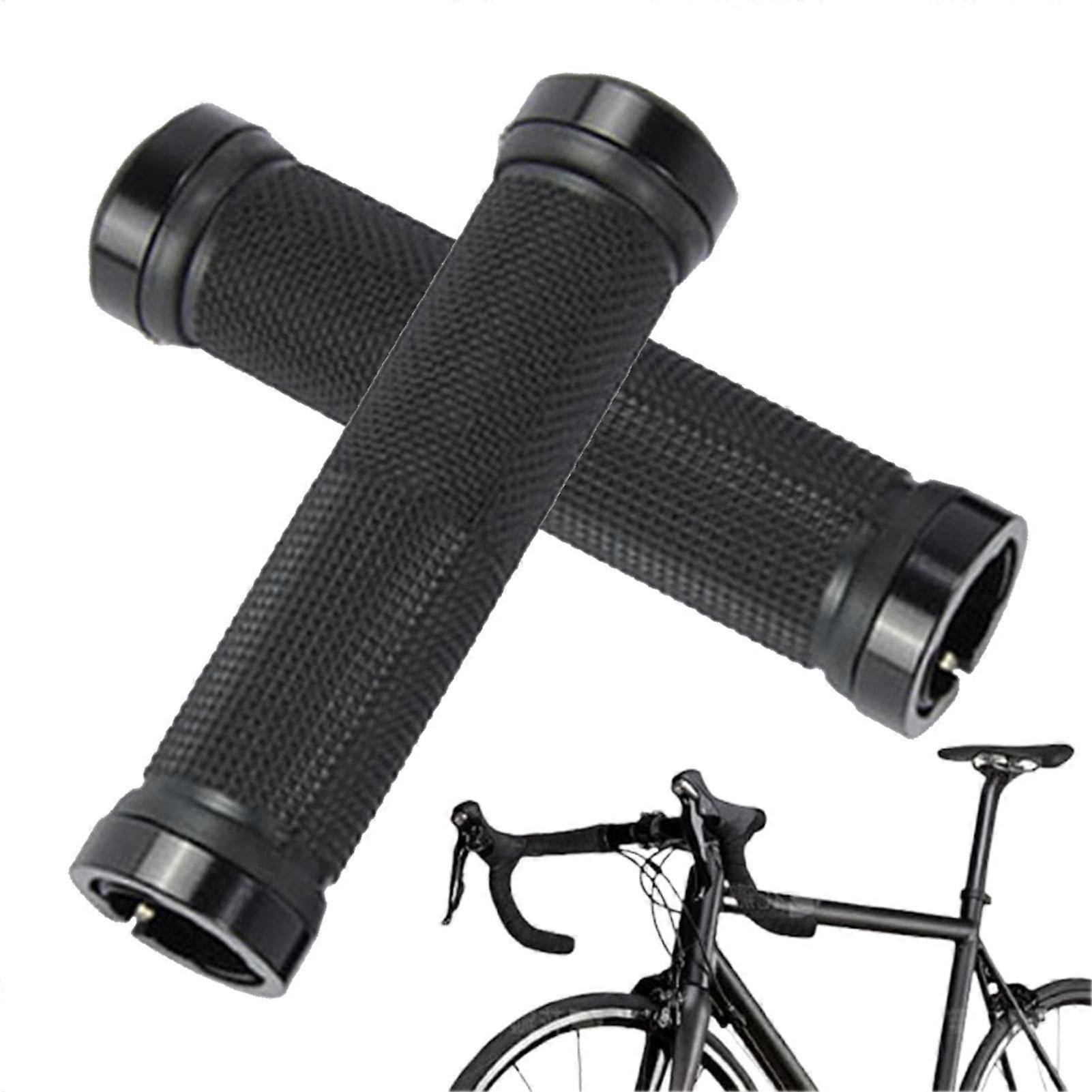 Handlebar Grips - Double Lock-On Soft Non-Slip MTB Grips For E-Bikes, Scooters And Beach Cruisers, Black