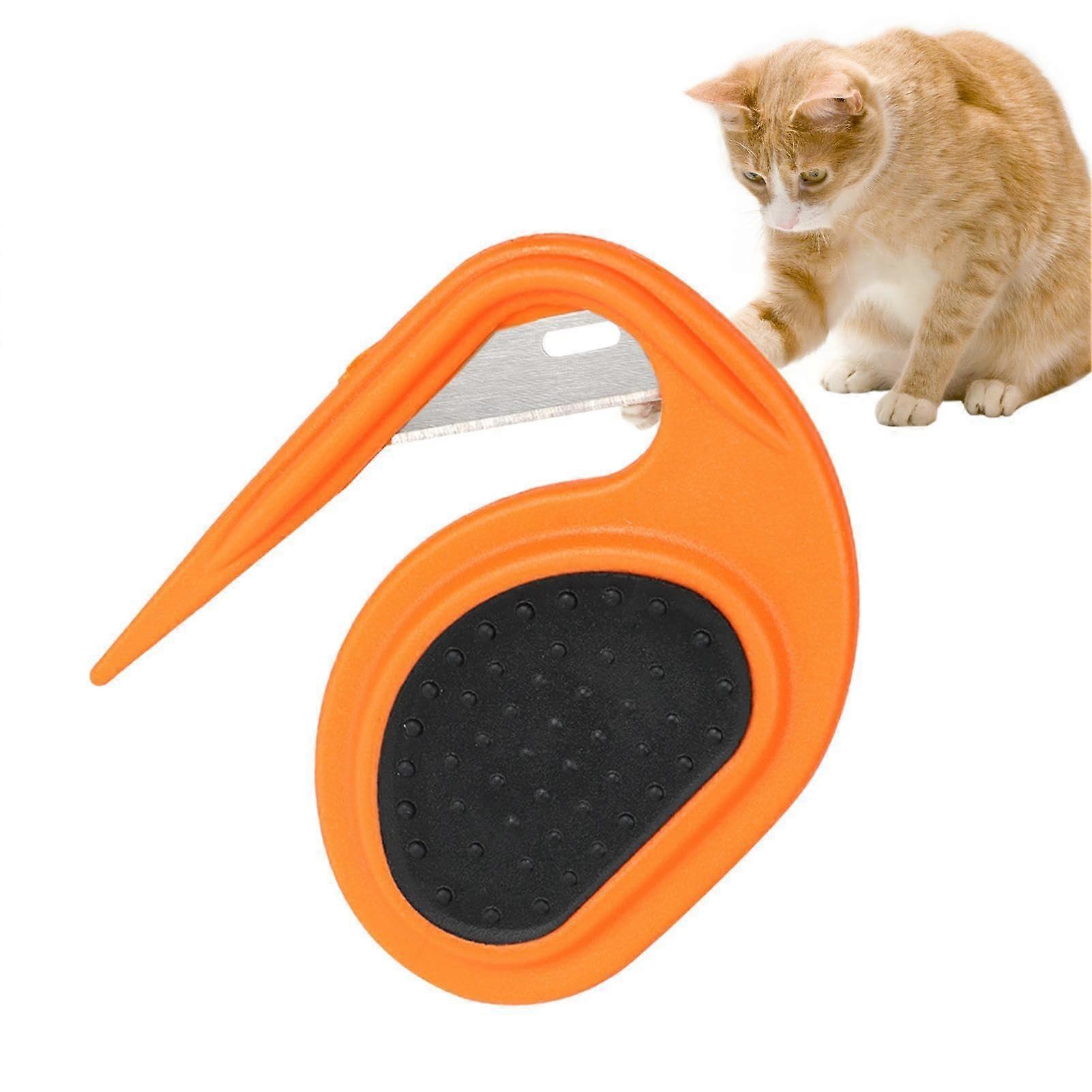 Pet Knot Remover - Non-Slip Stainless Steel Comb, Ergonomic Tool with Sharp Hook, Ideal for Tangles and Grooming in Orange