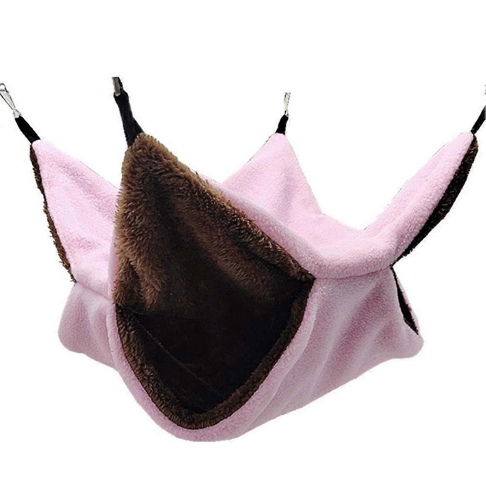 Hammock for Small Animals - Double Layer Rodent Pet Cage Sleeper for Ferrets, Rats, Mice, Guinea Pigs, Pink
