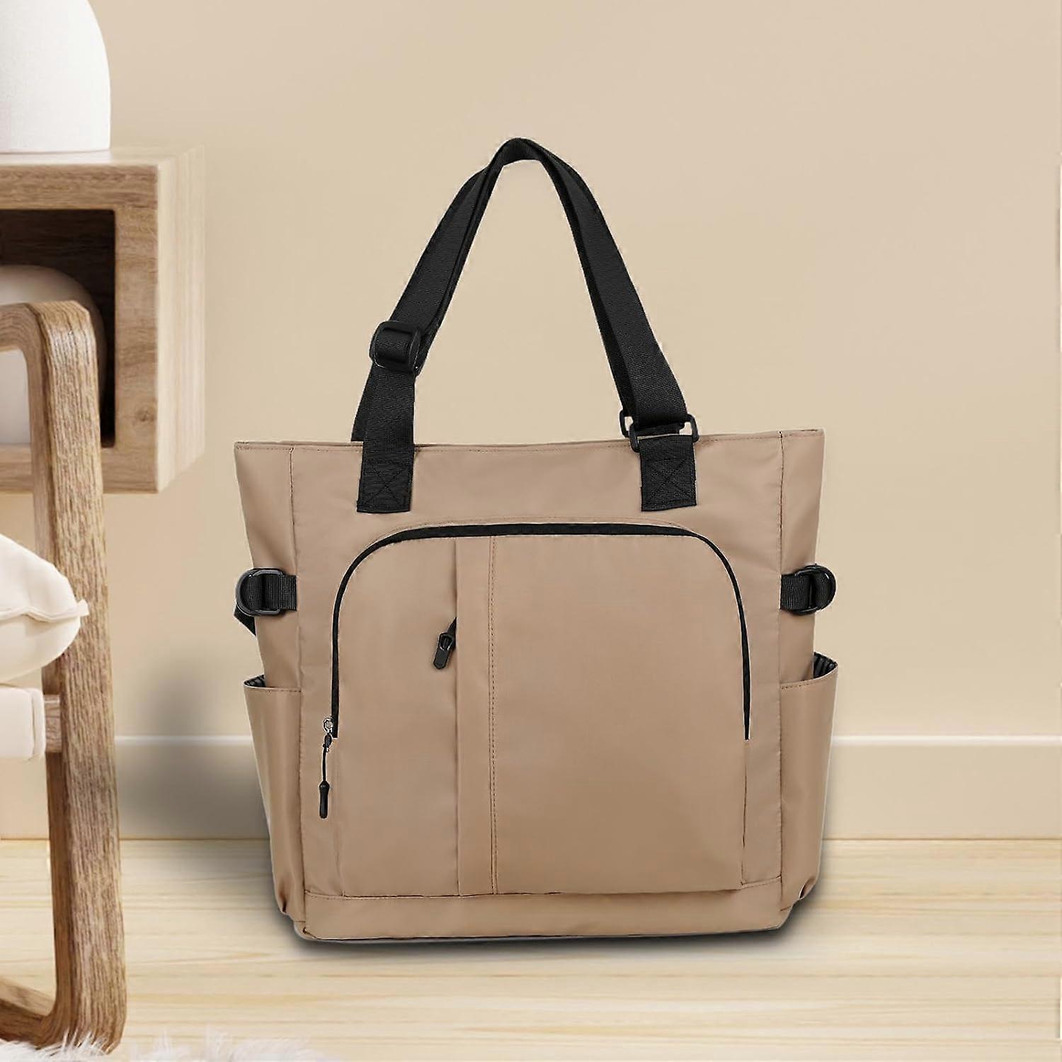 Tote Bag Business Briefcase for Commuter Laptop, Camel Color, Water-Resistant Material, Fits 15.6-Inch Computers