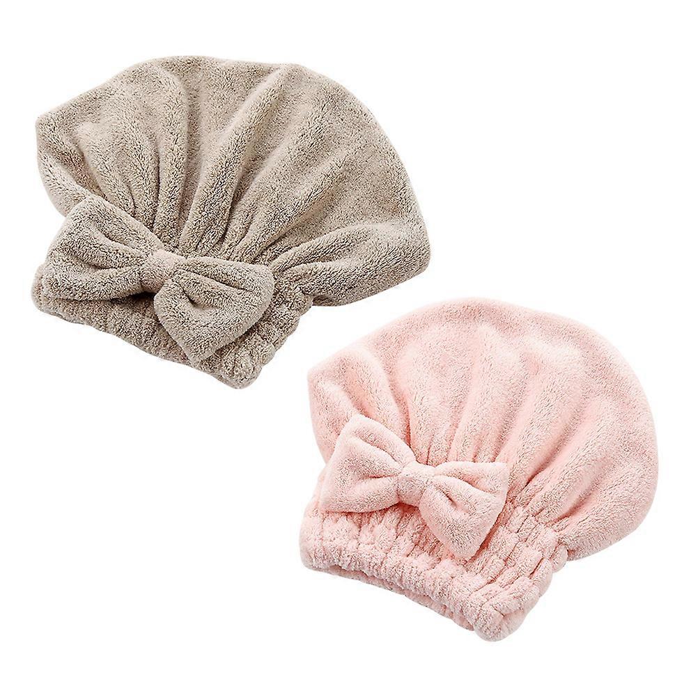 Moisture Absorbent Drying Caps Quick Drying Cap for Wet Hair Coffee 2Pcs