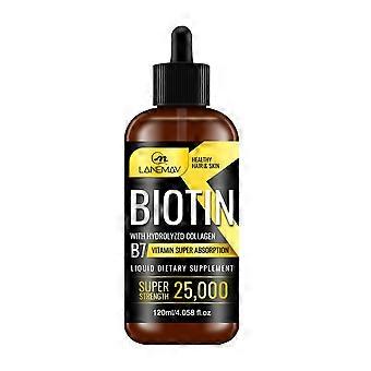 Biotin & Collagen Hair Growth Serum 25,000mcg - Biotin and Liquid Collagen Supplement for Men & Women - Glowing Skin Support, Healthy Hair & Nail Grow