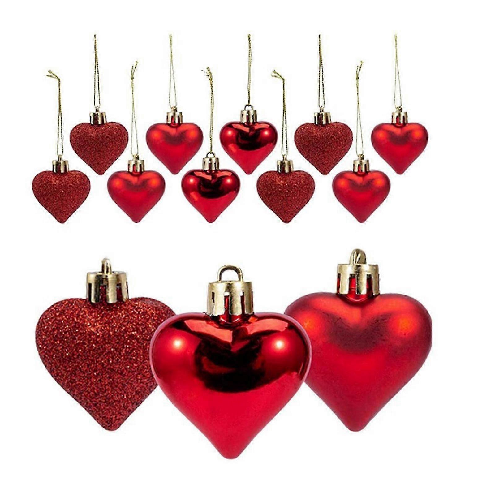 Ornamente de inimă de Ziua Îndrăgostiților pentru copac, 12 buc Decorațiuni de copac de Valentine Ornamente de Valentine