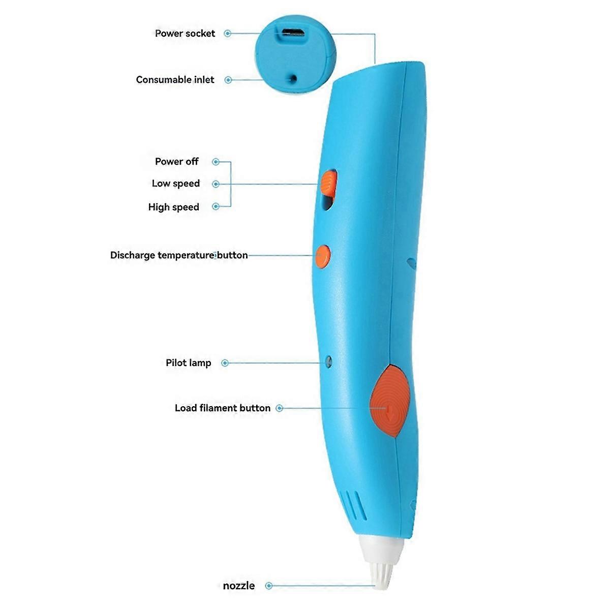 3D Children' Set, Easy to Use, Learning Art Activity Set From Home, 3D Low-Temperature Printing Pen. Orange