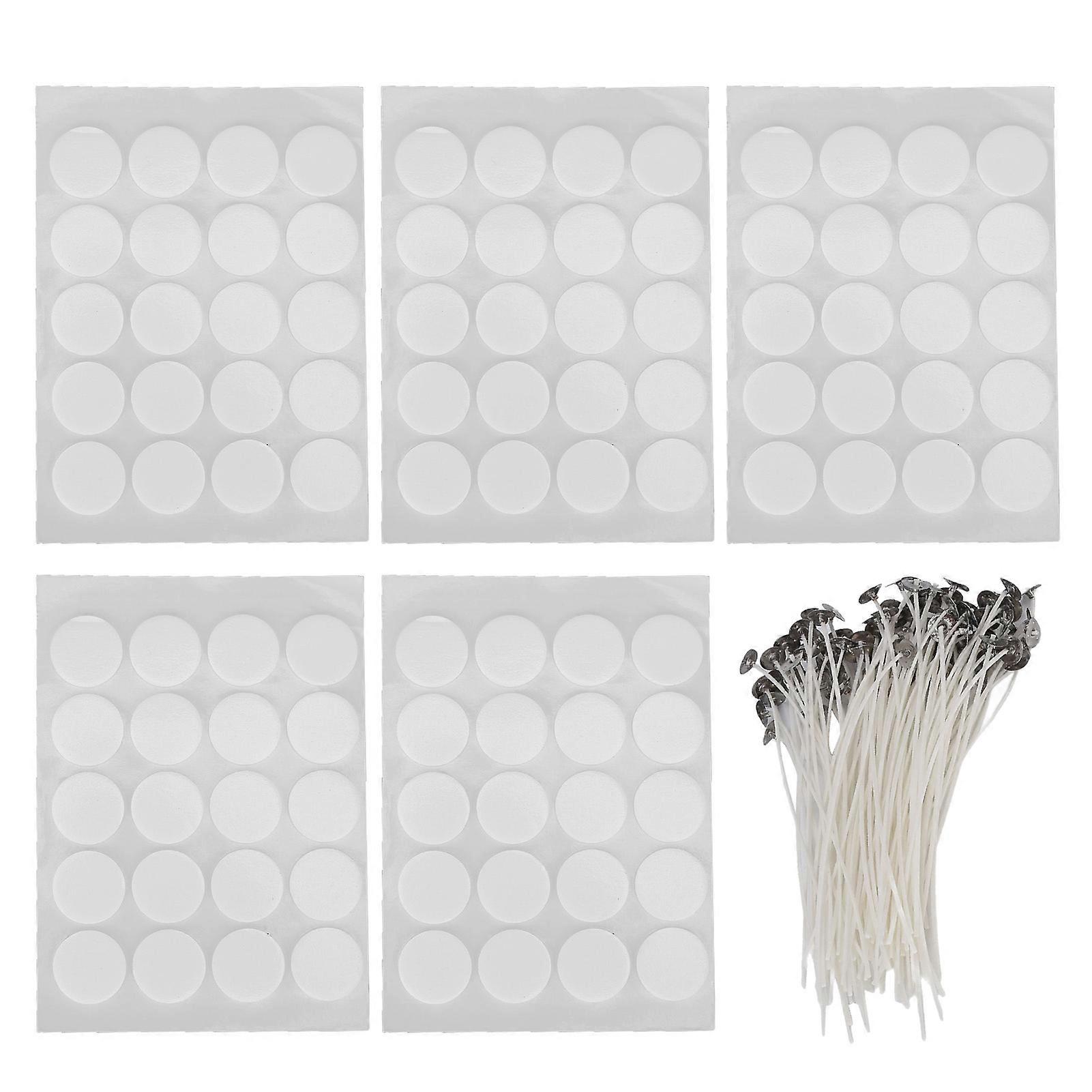 100Pcs Candle Pure Cotton Functional Stable Convenient Wicks with Double Sided Stickers for Handiwork DIY