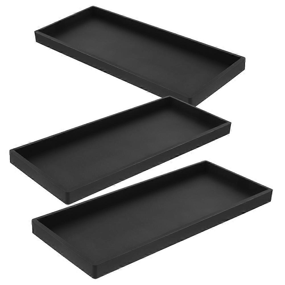 Bathroom Toiletries Tray Silicone Holder for Home Use 3Pcs Rectangular Storage