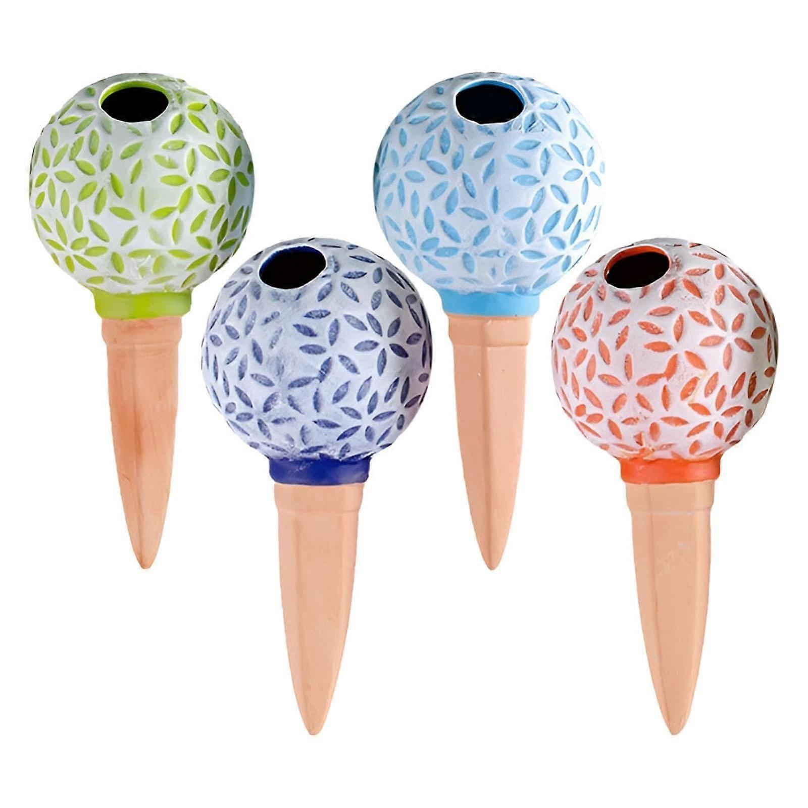 360 Degree Rotating 4 Terracotta Watering Sticks Automatic Soaker Irrigation Planter Insert (White)