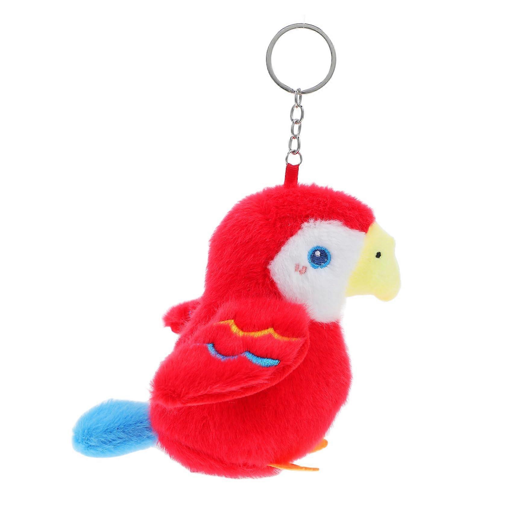 Parrot Keychain Plush Toy Cartoon Parrot Bag Charm Soft Stuffed Animal Turtle Keychain Holder for Kids