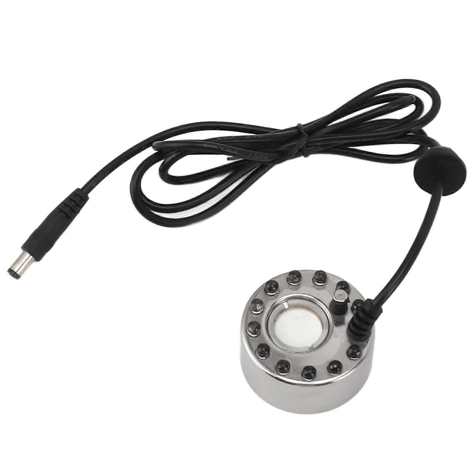 Mist Maker Mini Fog Machine with 12 LED Color Light Beads for Humidifying Fishtanks and Pond Decor DC 5V Interface