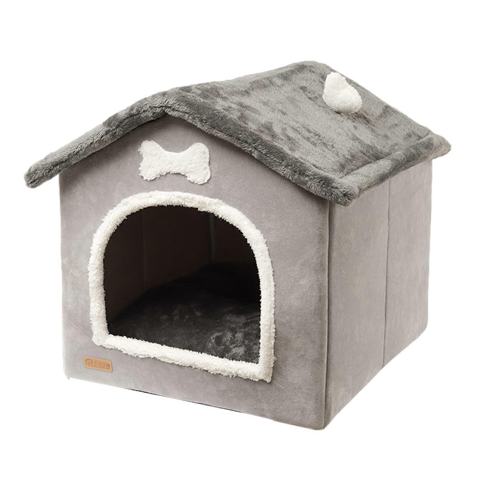 Foldable dog kennel for indoor use with removable cover – cozy plush cave bed for small, mediumsized dogs and cats, warm and portable pet house.
