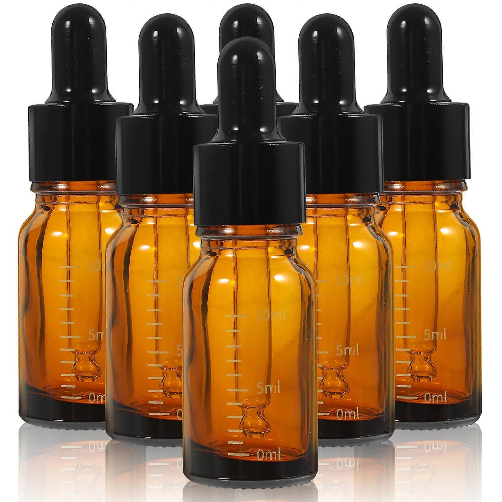 Glass Sample Bottles Essential Oil Container Travel Supply Sealed Round Mouth 10ml 6Pcs