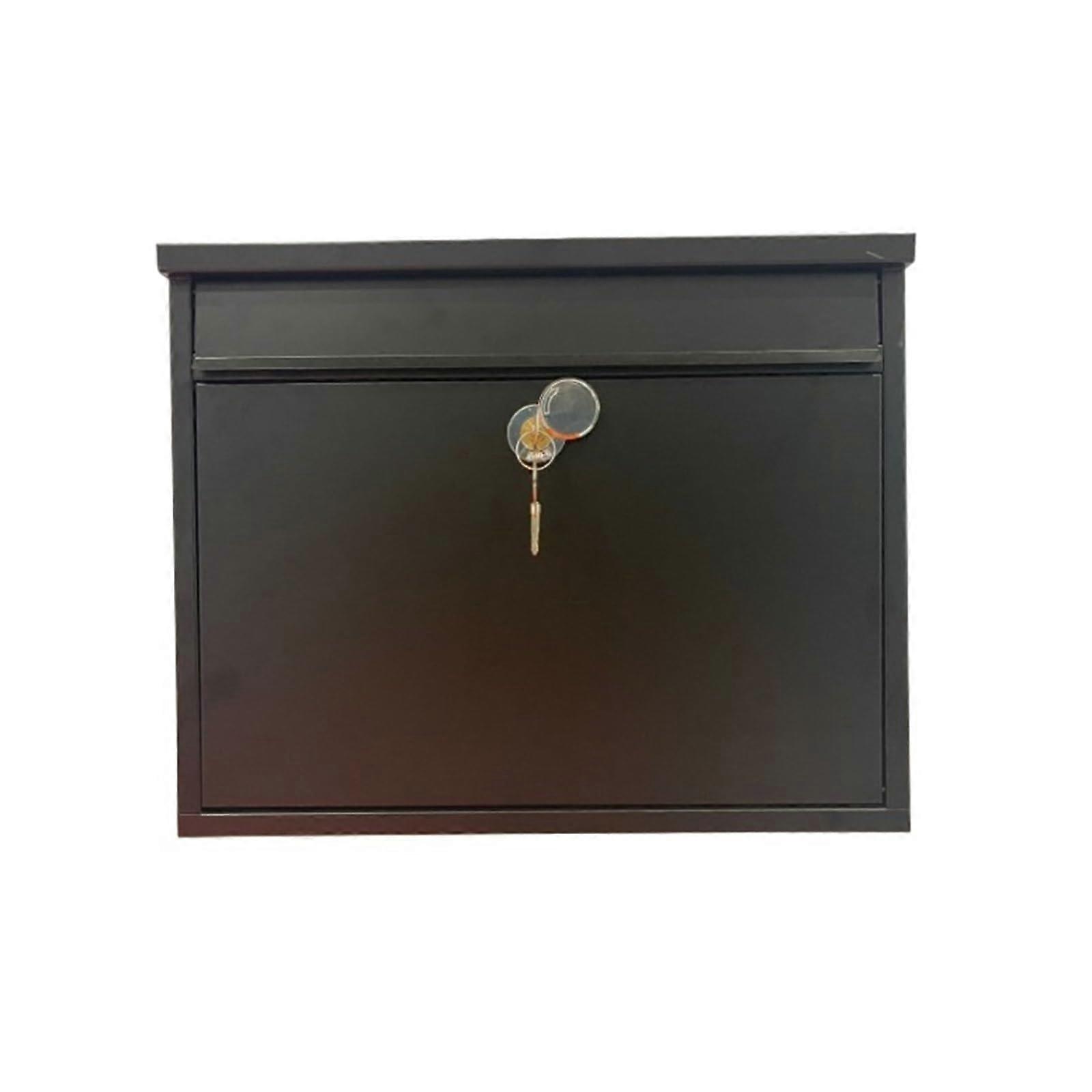 Letterbox For Wall Mounting, Lockable Security Mailbox With Key For Secure Mail Delivery, Outdoor 36x11.5x31.8 cm, Black
