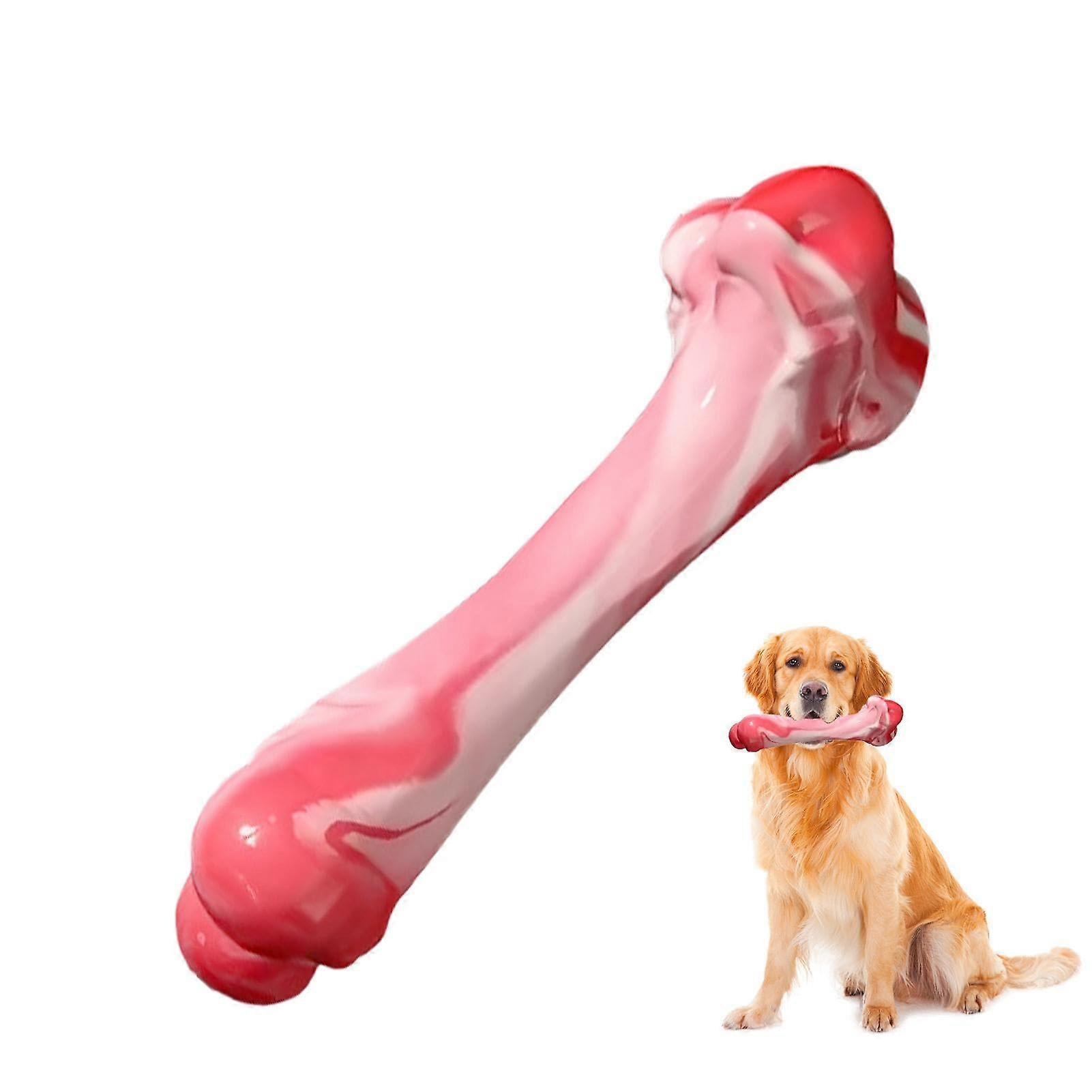 Dog Bone Toy For Aggressive Chewers - Indestructible Interactive Dog Chew Toy, Red
