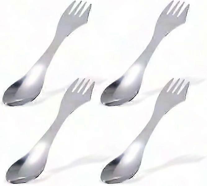 4-Piece Portable Stainless Steel Fork Spoon Set