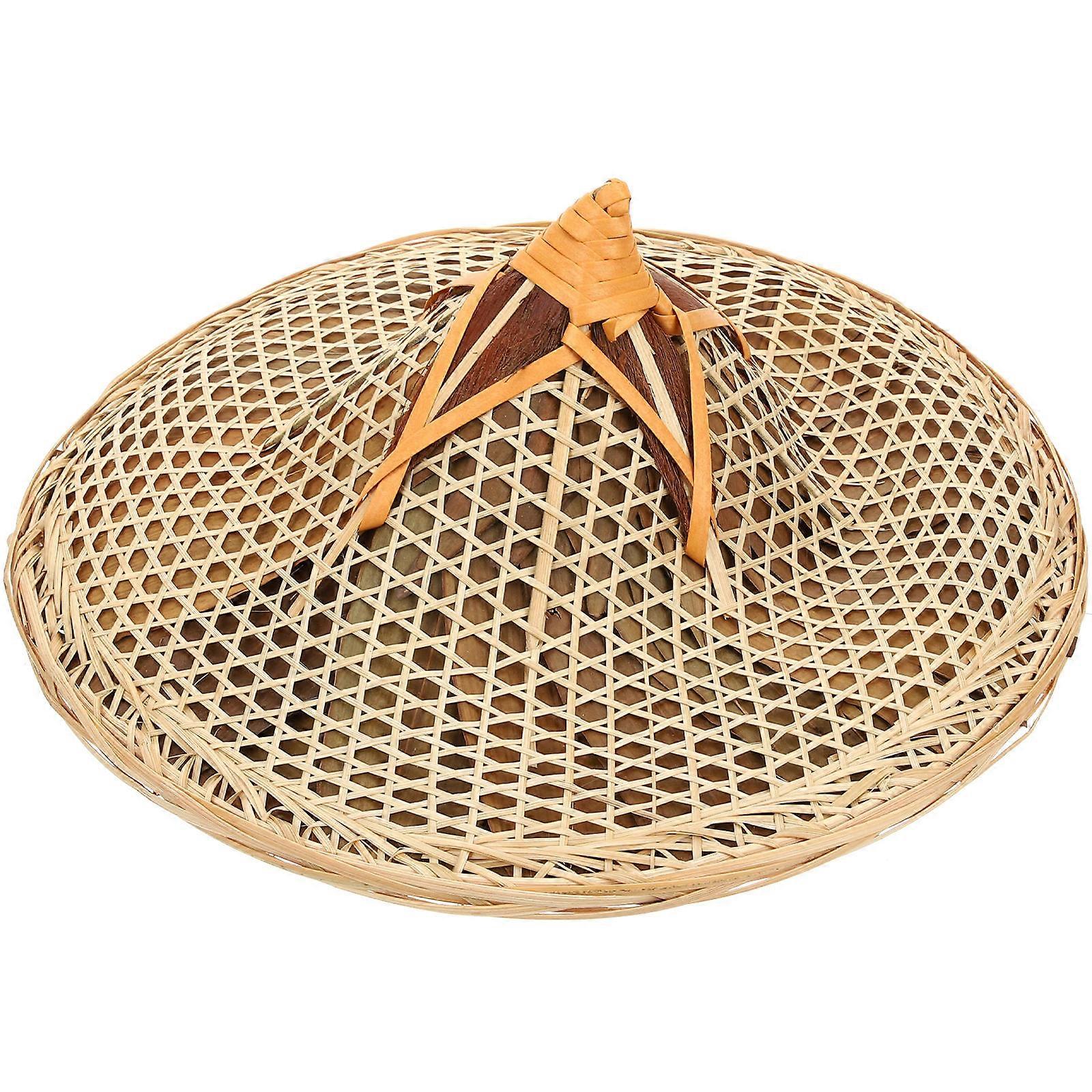 Woven Lampshade Bamboo Woven Lampshade Pendant Light Fixture Home Decoration Bamboo Color Conical Shape 1Set