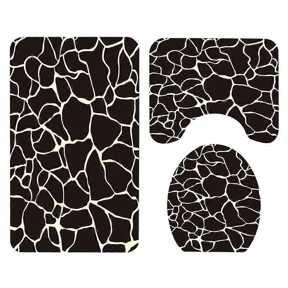 Marble Printed Bathroom Mat Set for Home with Polyester Fiber Non Slip Backing and Quick Drying 3 Piece Set