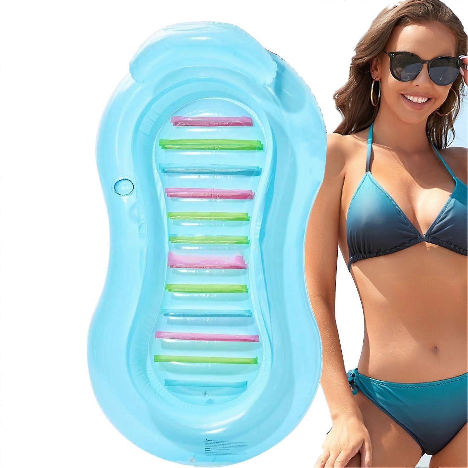 Pool Float for Adults - Inflatable Deck Chair with Drink Holder and Pillow for Comfortable Sunbathing - Ideal for Warm Weather Fun