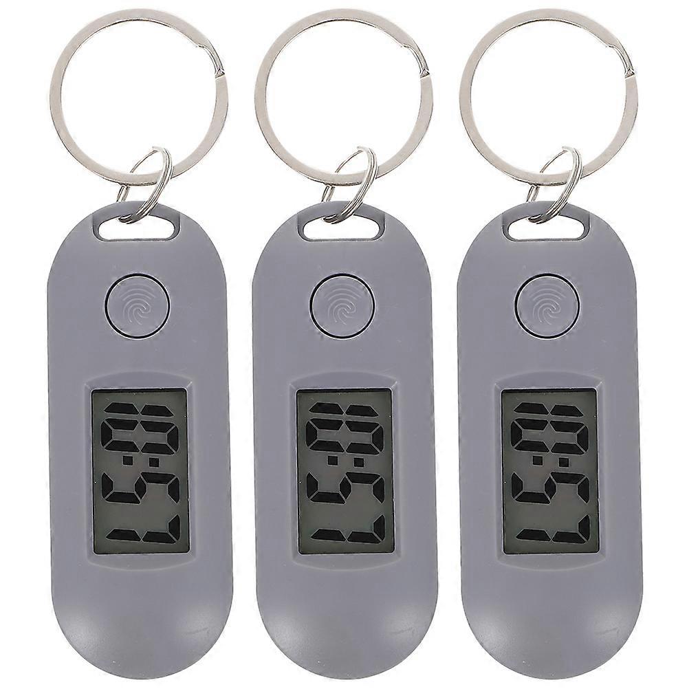Grey Plastic Hanging Digital Watch for Students Portable Keychain Watch with 3pcs