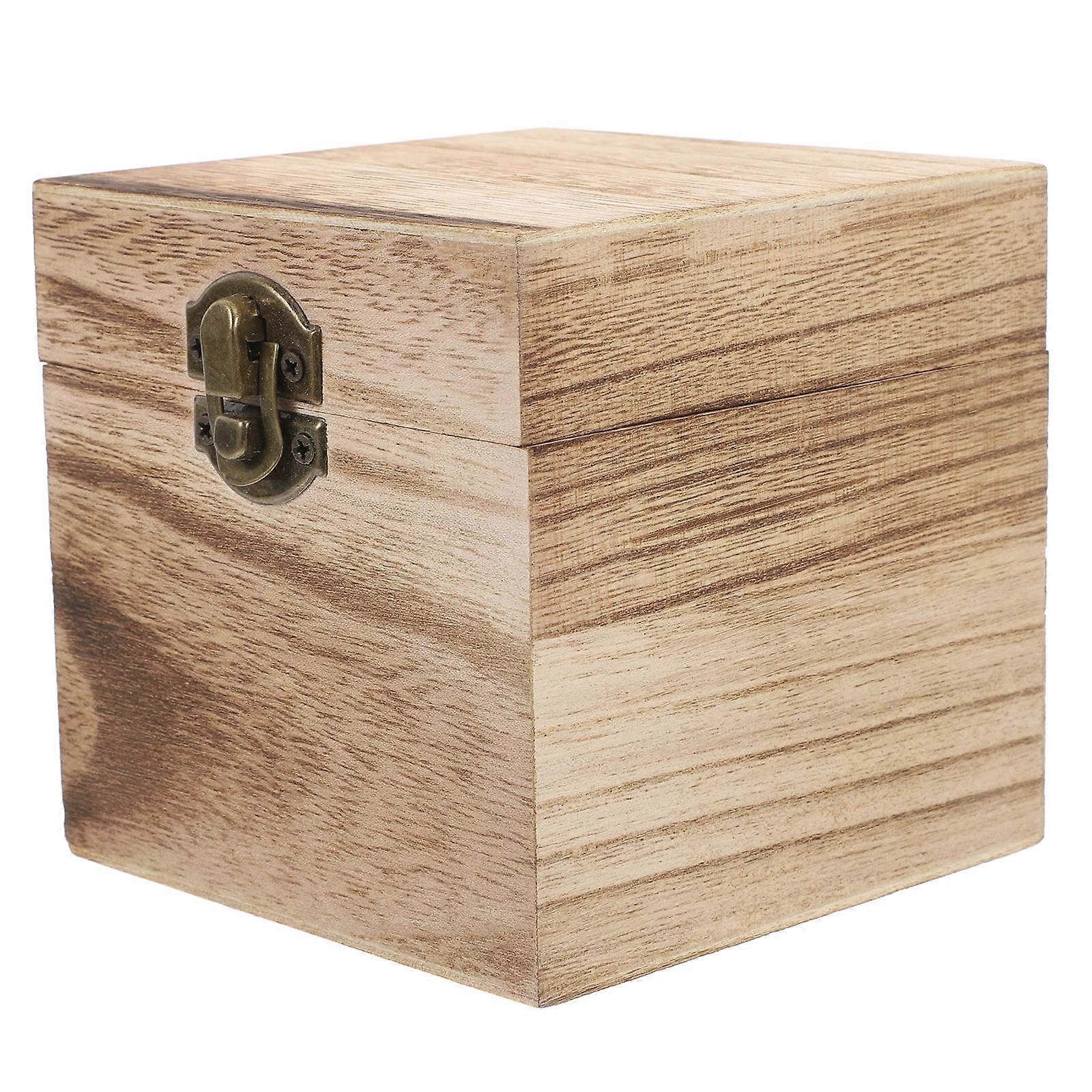 Square Keepsake Box For Home Decoration 1Set Lockable Wooden Storage Box Light Brown Color Ideal As A Present