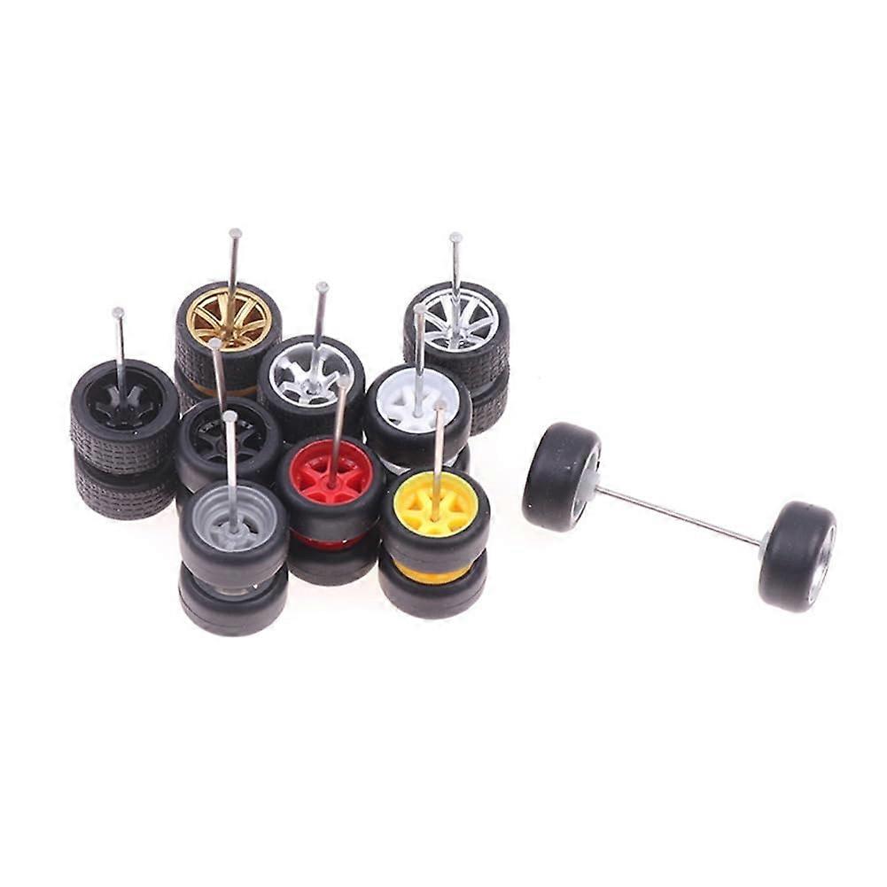 10 Sets Off Road Wheels 1/64 Scale Removable Rubber Tires 18.3mm Compatible with RC Model Trucks Random Colors