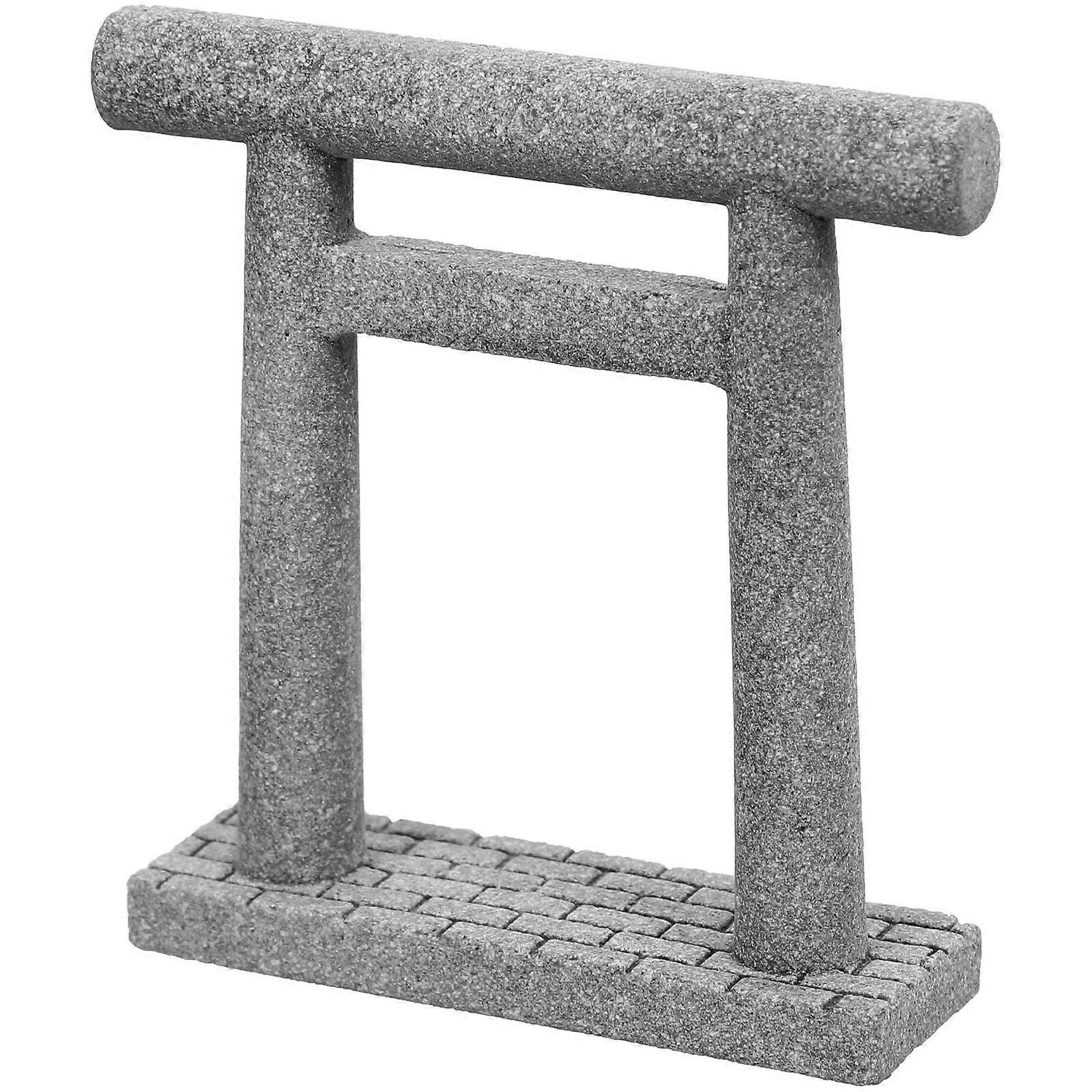 Grey Stone Carving Mini Gate for Decor Durable and Practical 3.15 x 2.76 x 1.97 Inches