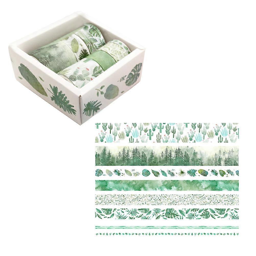 واشي الشريط ملصقات الشريط الورقي الديكور الحرف التعبئة والتغليف يوميا مخطط الكتب تغليف الهدايا بسيطة نمط طازج أخضر 8 قطع
