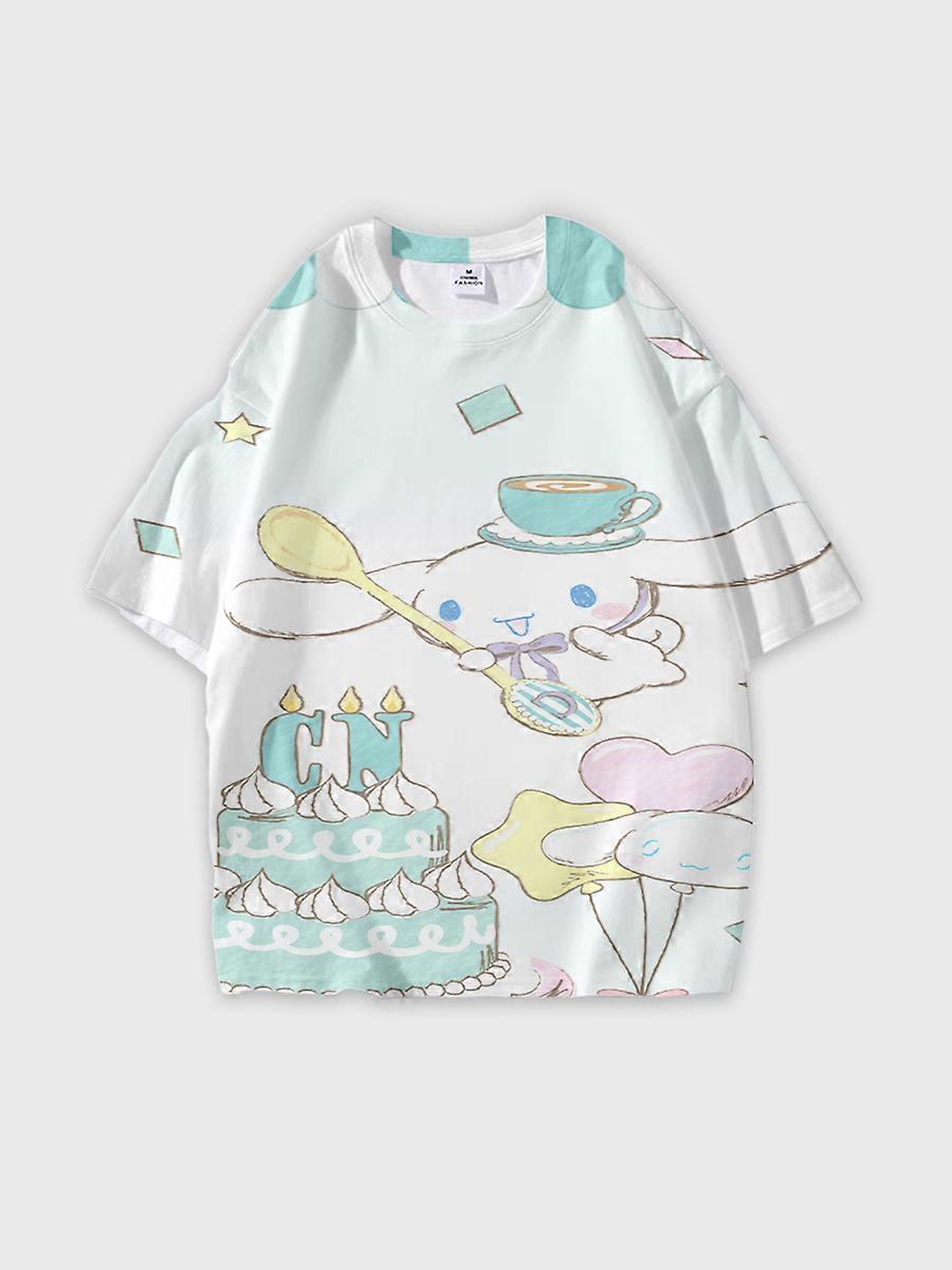 T-shirt round neck Cartoon Pattern loose short sleeve E2620