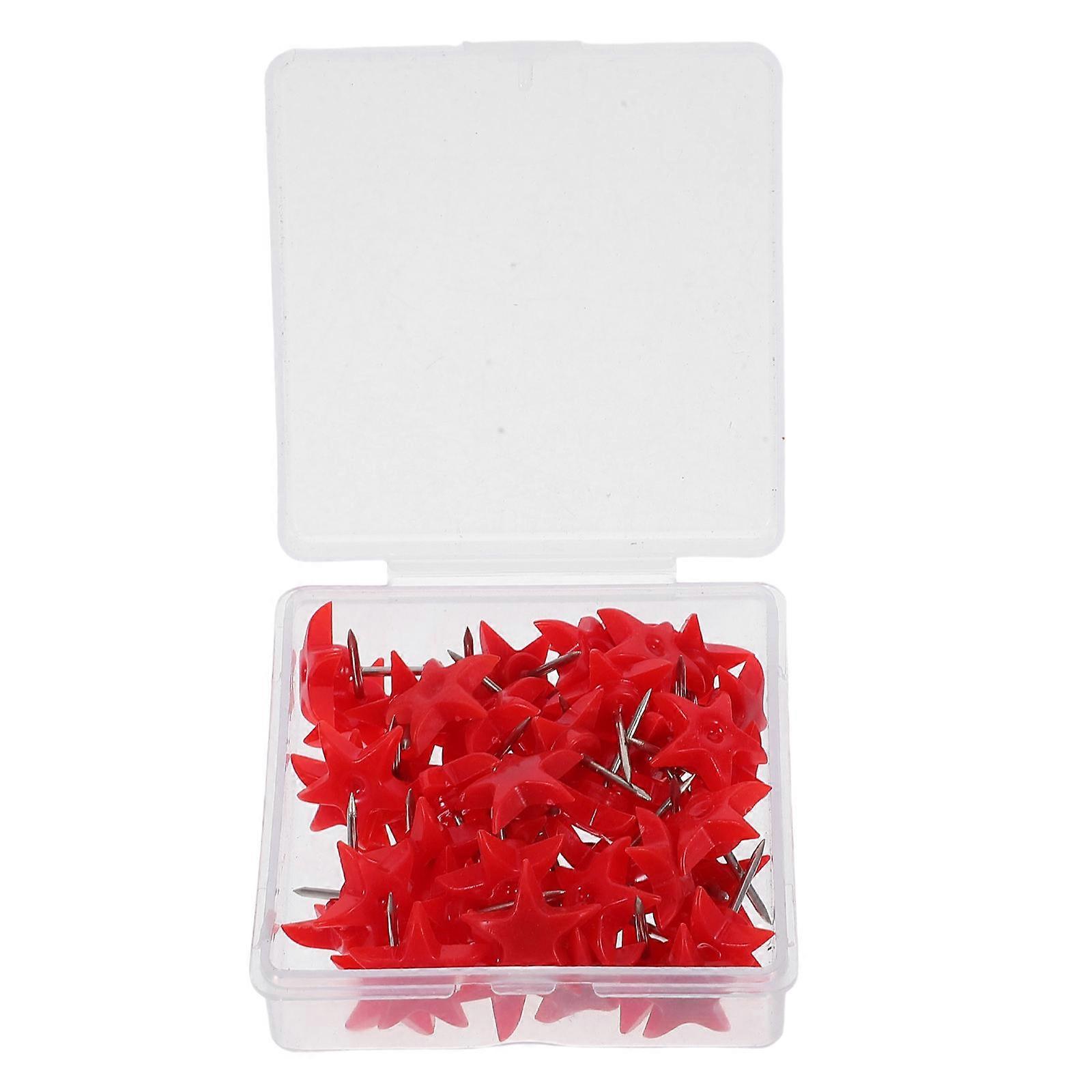 StarShaped Push Pins for Cork Board Multifunctional and Metal Plastic Tacks for Home Use Red 50pcs