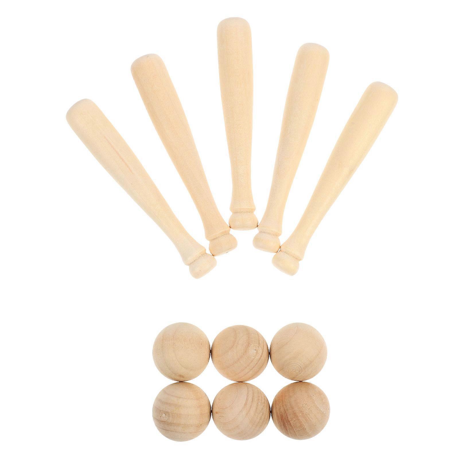 Adorable Mini Baseball and Wood Bat Ornaments for DIY Craft Decoration Beige Composite Material 30 Pieces
