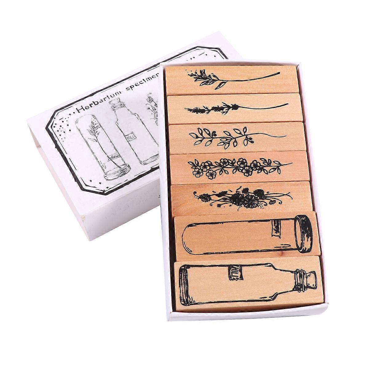 Wooden Flower Stamps for Craft Decoration with Assorted Colors and Durable Quality 6 Pieces