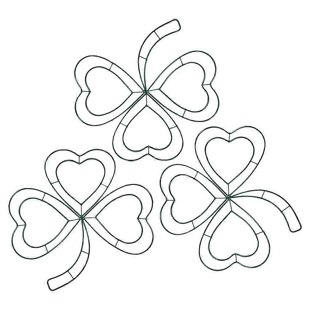 Dark Green Iron Shamrock Wreath with Four Leaf Clover Design for St Patricks Day Door Decorations 3 Pcs