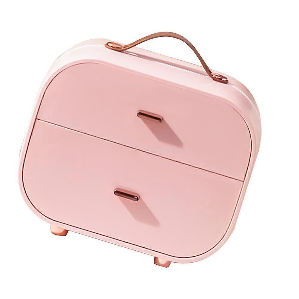 Pink Plastic Storage Box for Makeup Organization with Good Sealing Performance and Sturdy Structure Size 1Pc