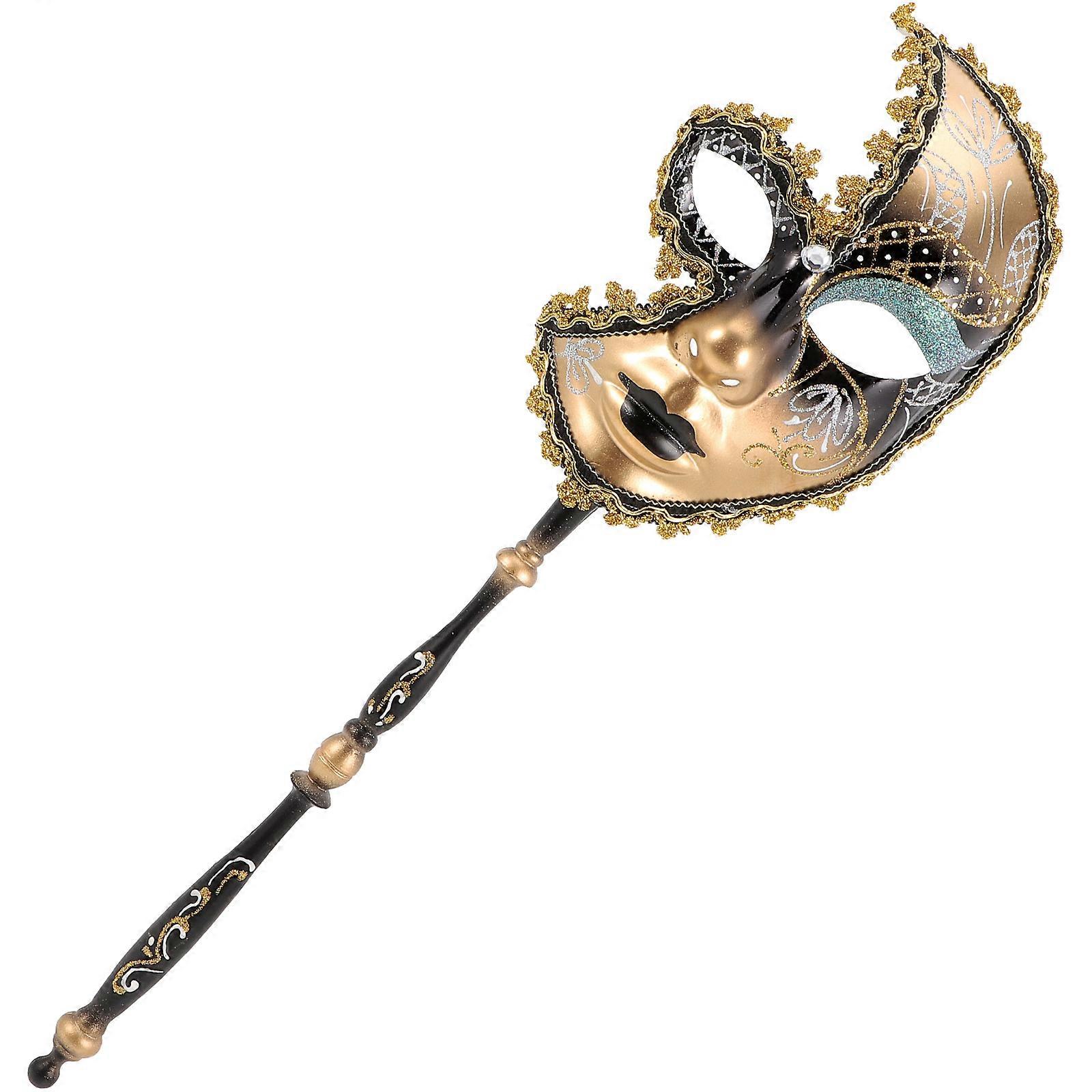 Creative Masquerade Mask For Carnival Handheld Half Face Accessory 50X13Cm Black 1Pack