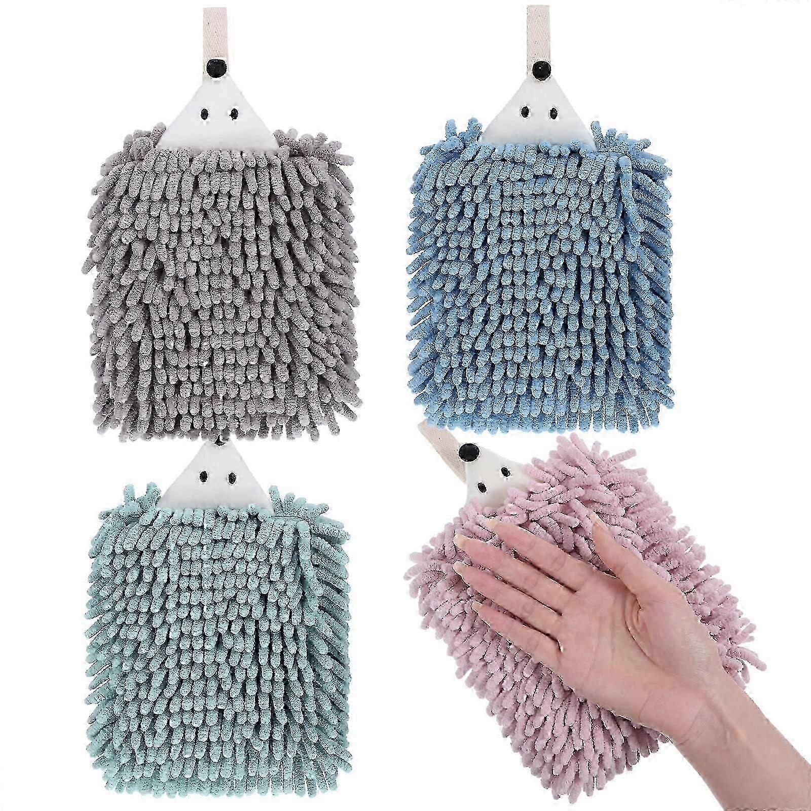 4 Pcs Cute Hedgehog Microfiber Hand Towels for Bath Small Size