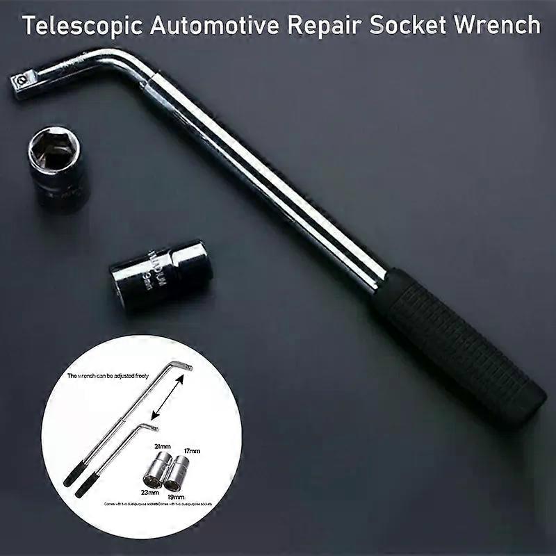 Telescoping Lug Wrench Spanner Lug Wheel Wrench with Sockets Wrench Car Repair Tools 17/19 21/23mm
