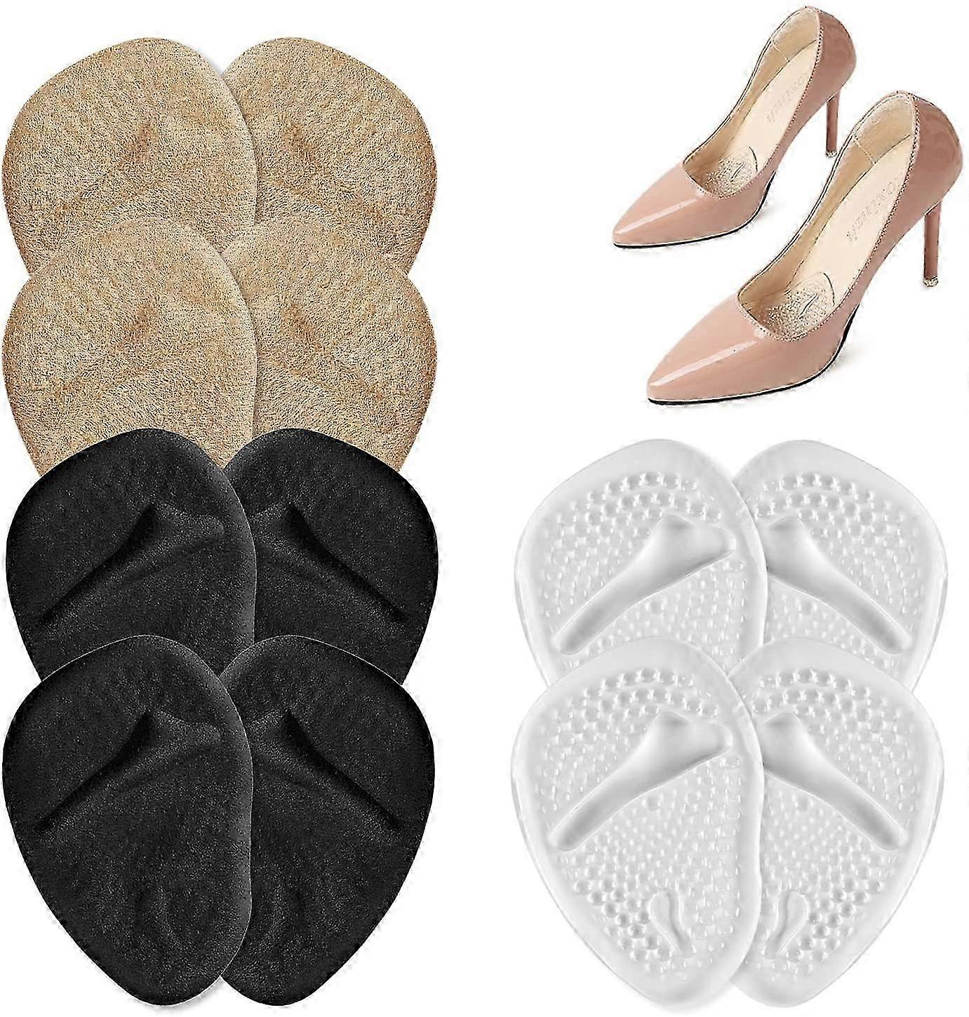 نعال للنساء وسادة عالية الكعب ، 4 أزواج من وسادة مقدمة القدم من الجل ، وسادات القدم ، جل القدم المضاد للانزلاق P