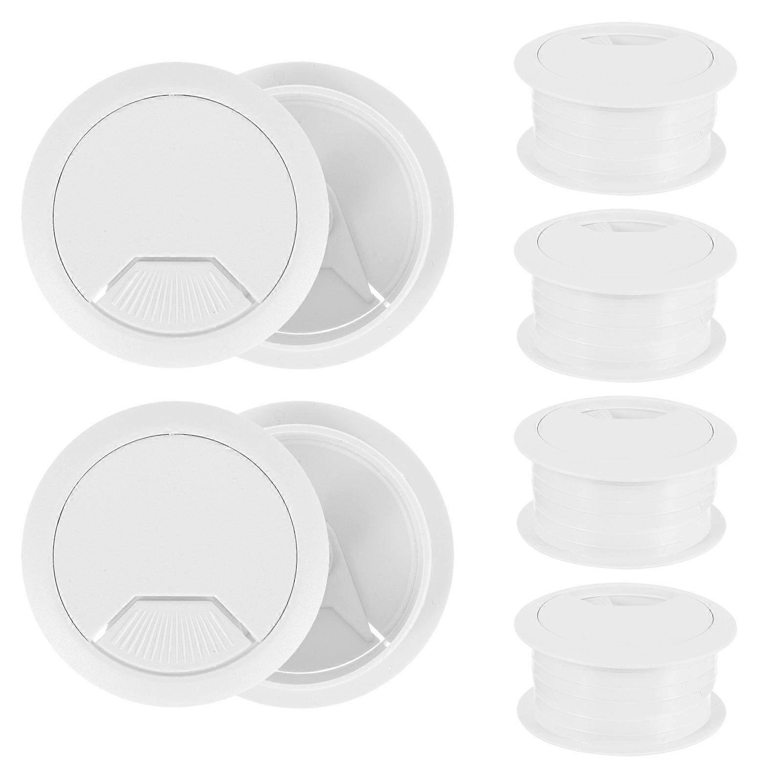 Desk Hole Cover 6Pcs 50Mm For Users Needing Cable Management Solutions White Perforated Surface For Efficient Use