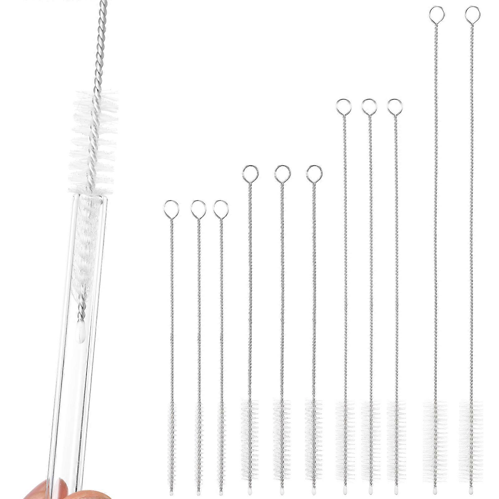 Multi Functional 11Pcs Stainless Steel Straw Cleaner Brushes For Households Assorted Color Long Handle