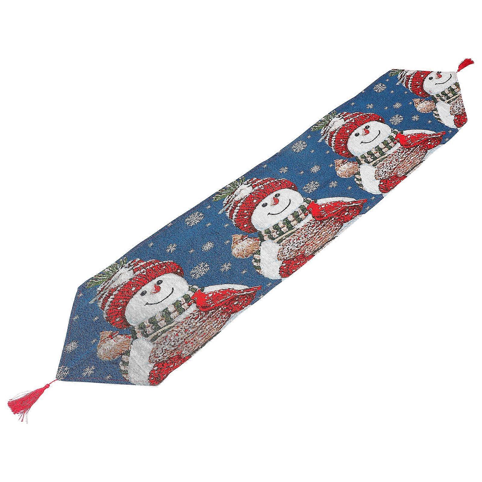 Festive Table Runner Table Cover Snowman Design Home Decoration 180X35X0.3CM Reduces Noise 1Pc