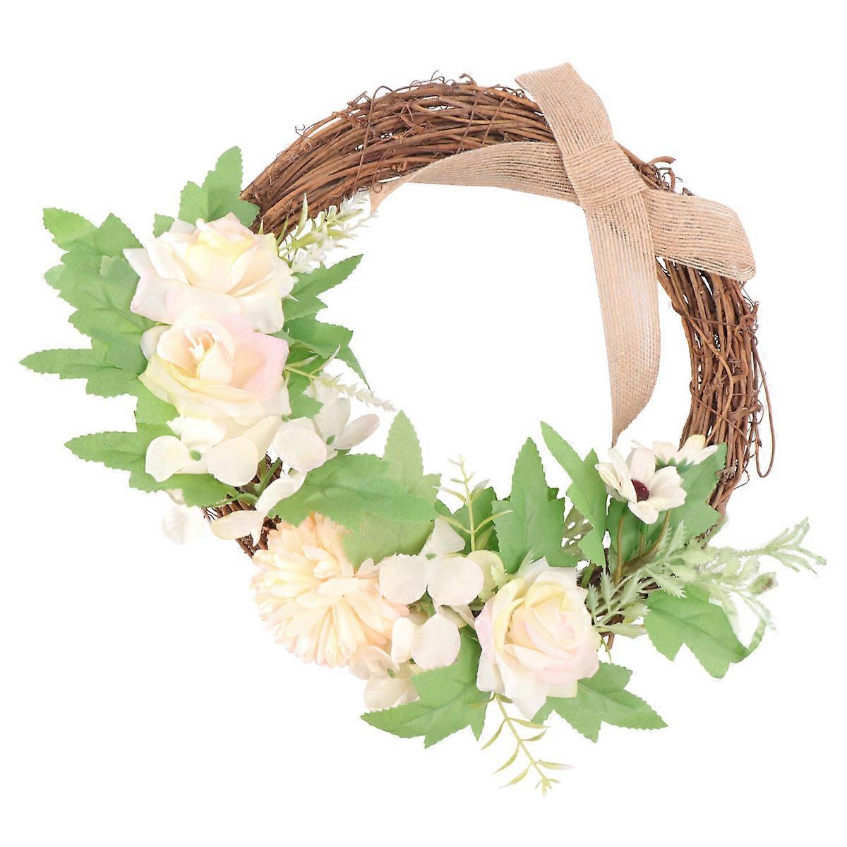Garland Decoration Artificial Wreath Khaki Wall Ornament Pendant Ideal For Festivals 1Pc