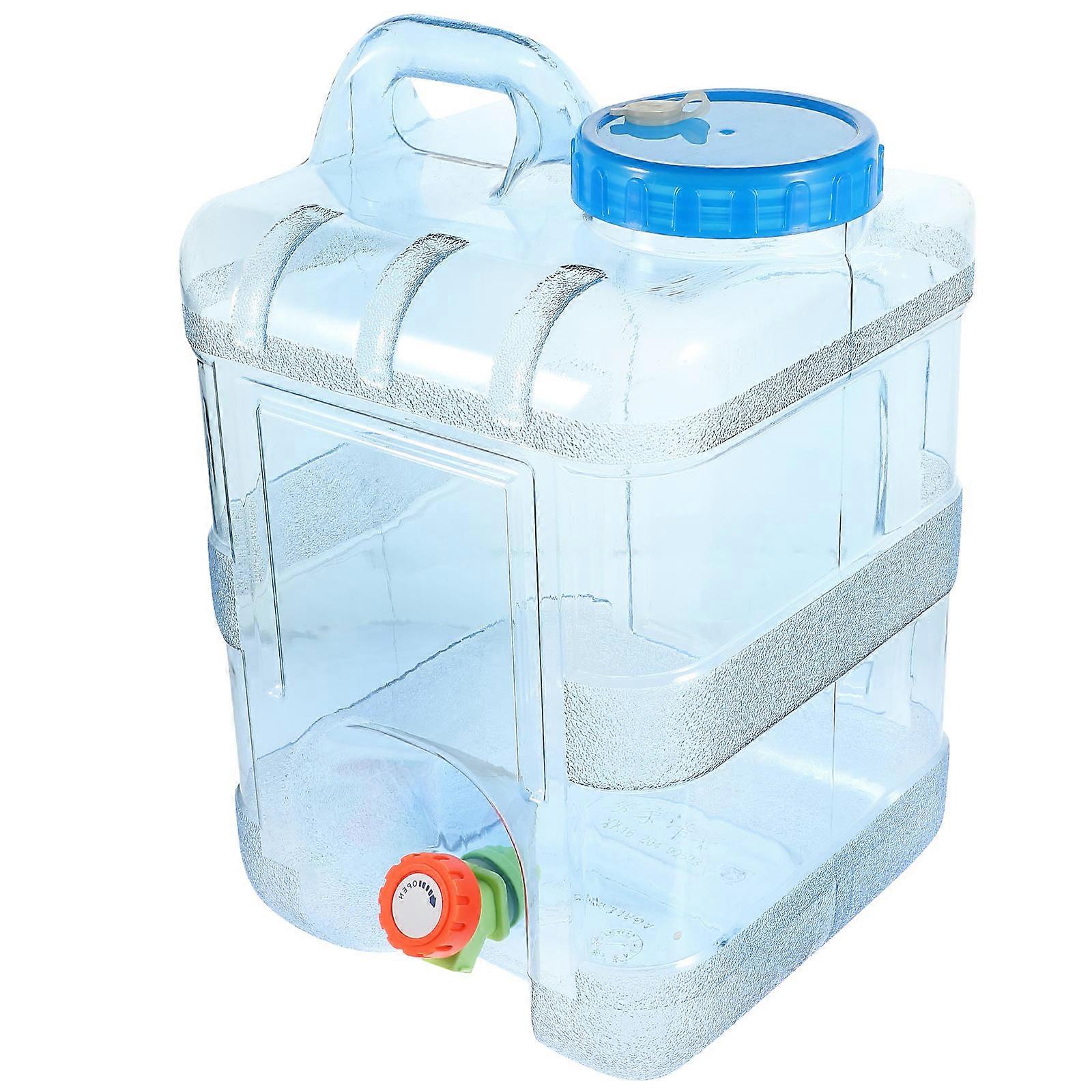 Portable Water Jug Square Transparent Container with Tap 15L Water Storage 1Set for Outdoor Activities and Picnics