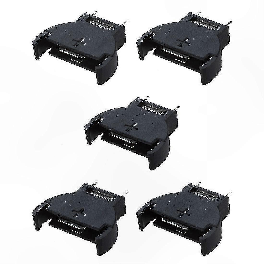 5-Pack Black Plastic CR2032 Coin Cell Battery Holders - Secure and Durable Socket Solution