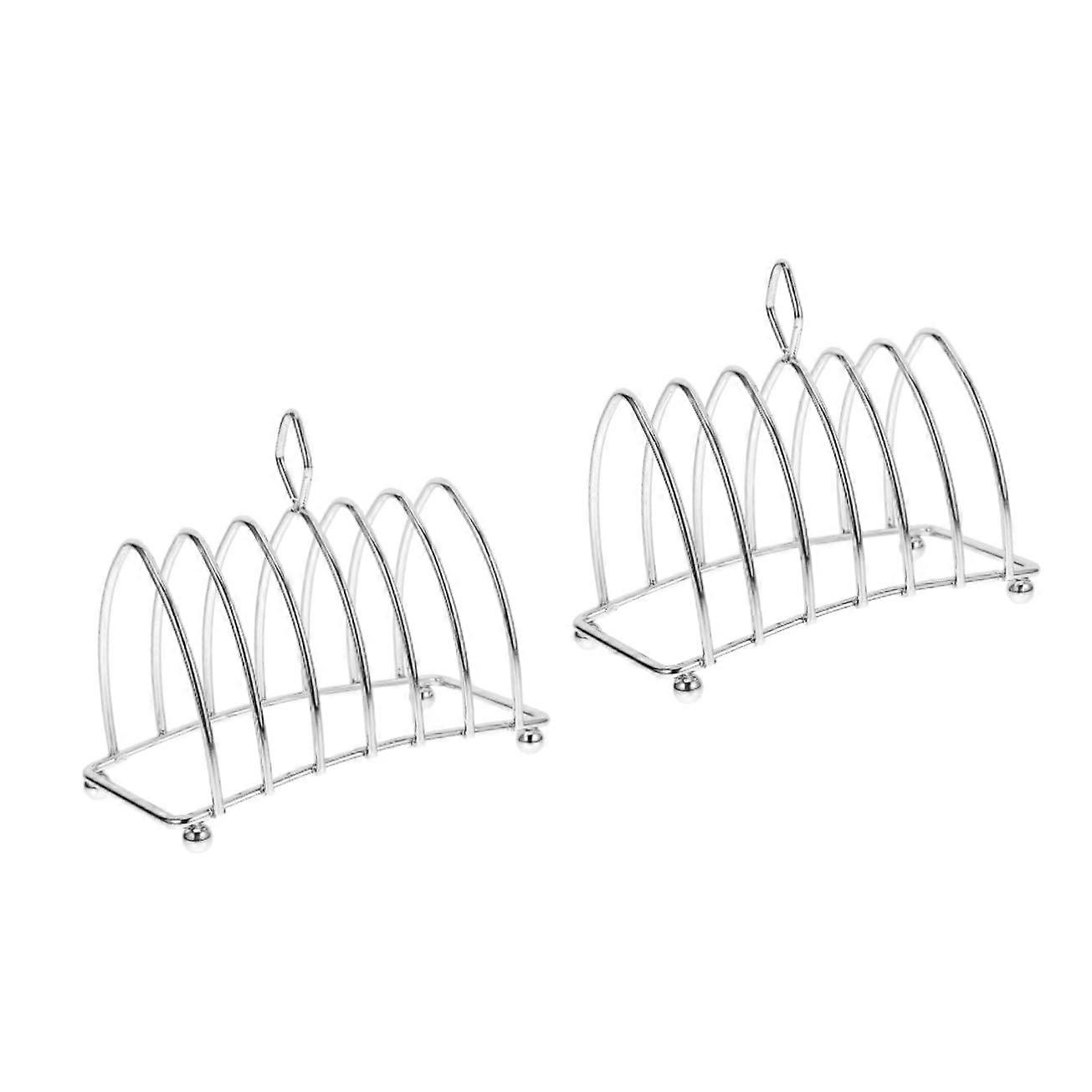 Pack of 2 Bread Stands, Toast Holder for Pantry, Table 14x12x6.6cm Silver