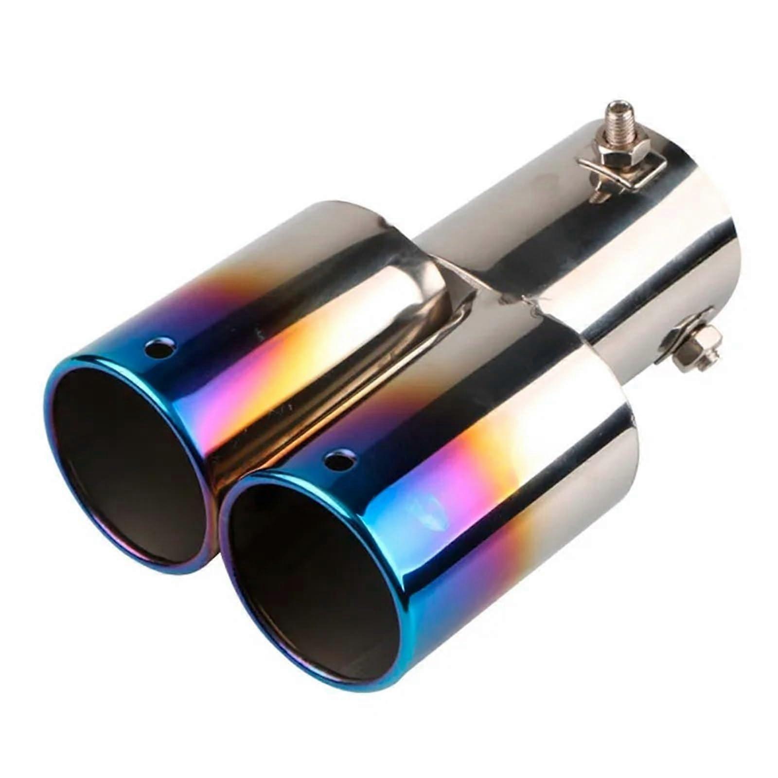 Universal Car Exhaust Muffler Inlet Dual Rear Exhaust Tip Tailpipe Silencer