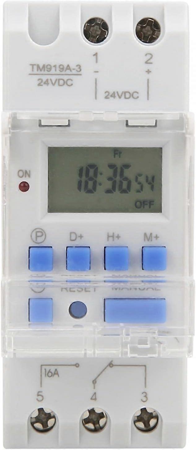 7-Day Programmable Digital Timer Switch with LCD Display TM919A-3 24V DC 16A