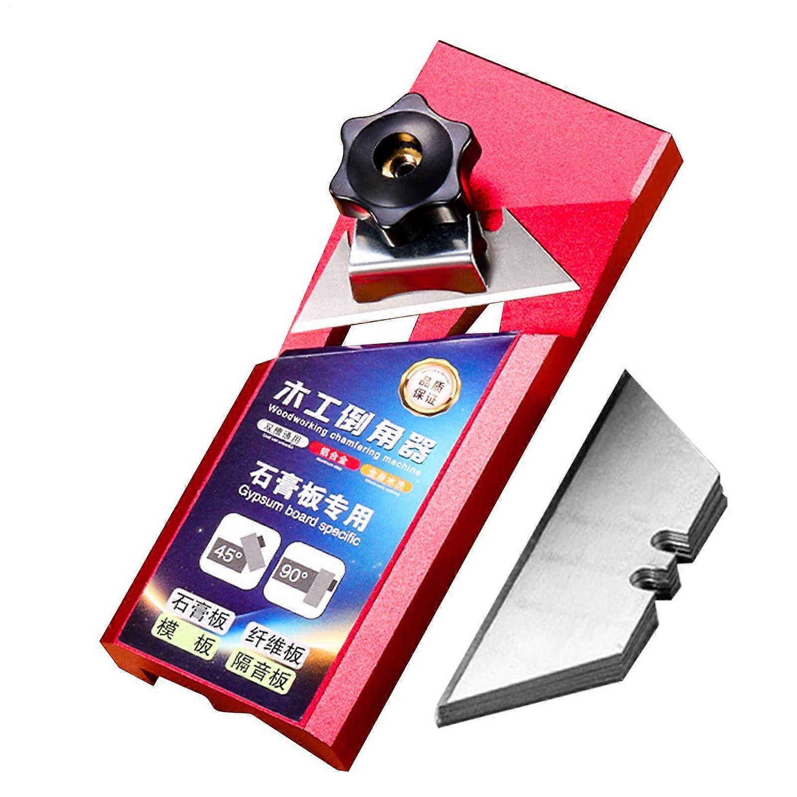 Gypsum Board Edge Chamfer Tool Aluminum V-Chamfer Router Bit 45-Degree Ergonomic Precision Tool for Gypsum Board Wood Pipes Red A