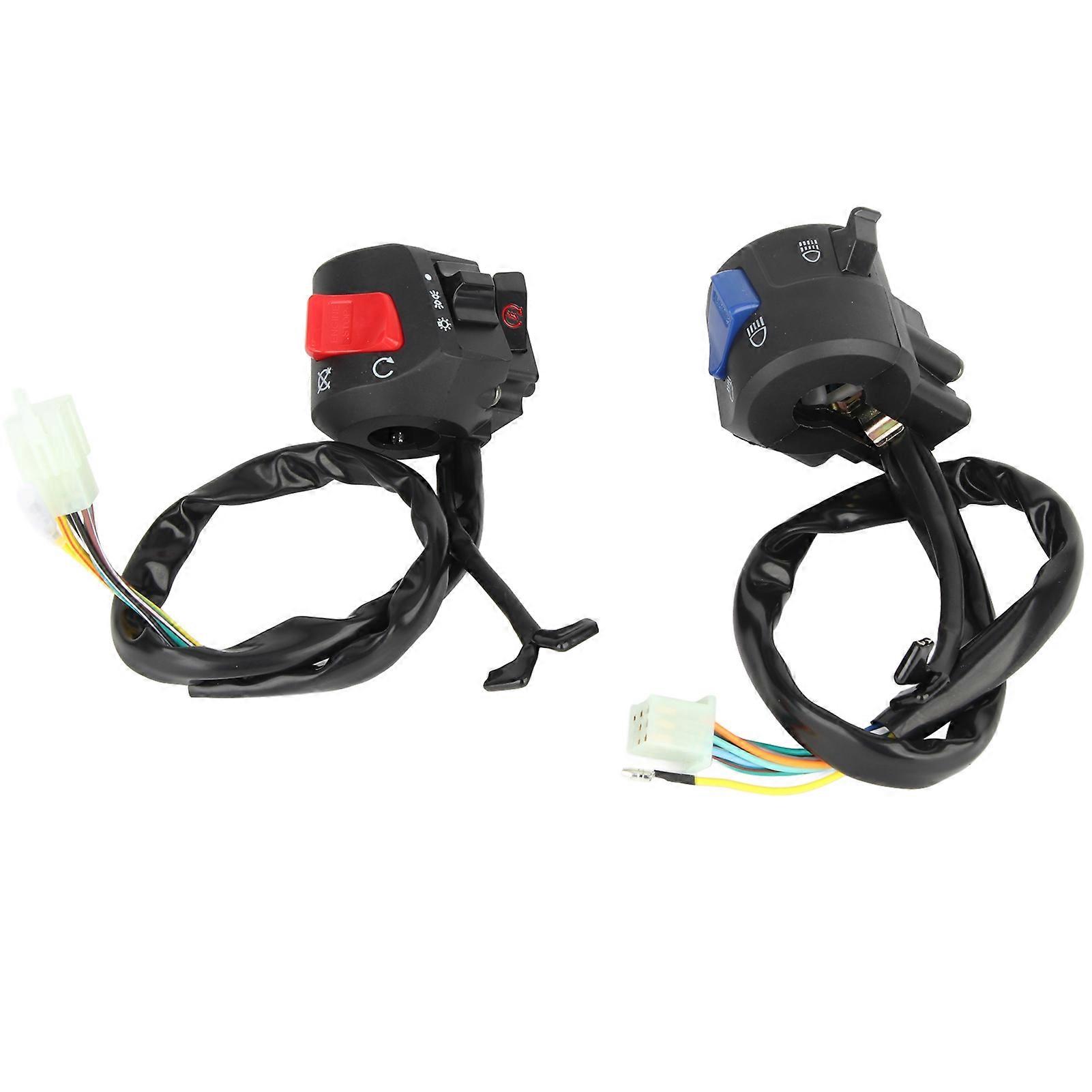 Motorcycle 7/8" Handlebar Mount Switch Set Left Right Compatible with Horn Ignition Control