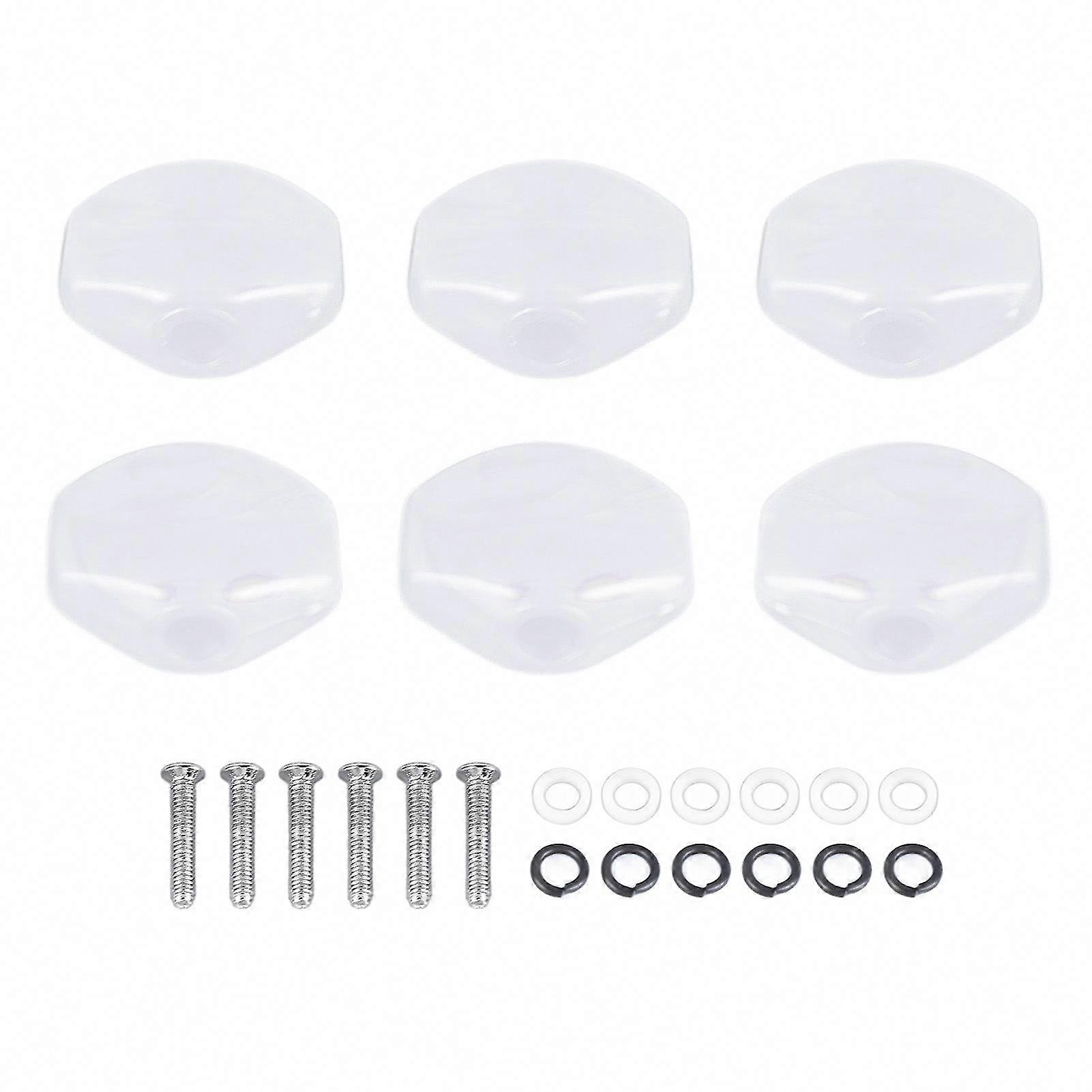 6Pcs White Plastic Guitar Tuner Key Covers for Replacement - Machine Head Knob Caps